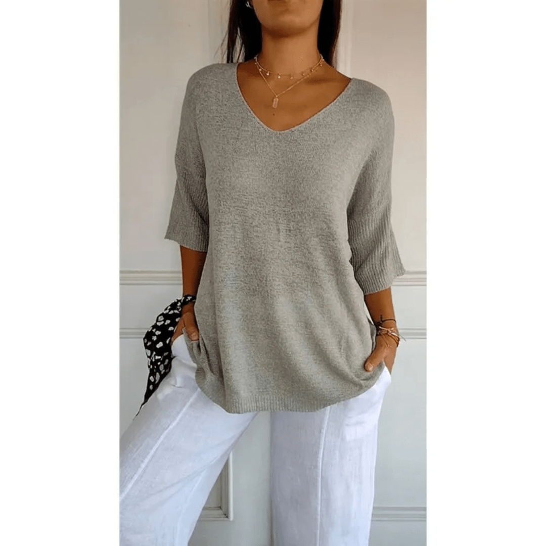 V-hals Tuniekblouse Dames | Relaxed Fit Katoenmix 3
