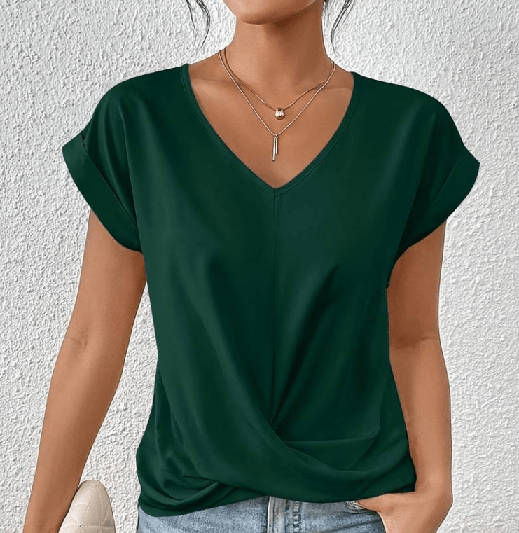 V-hals Twist Front Top | Dames Top met Korte Mouwen 0