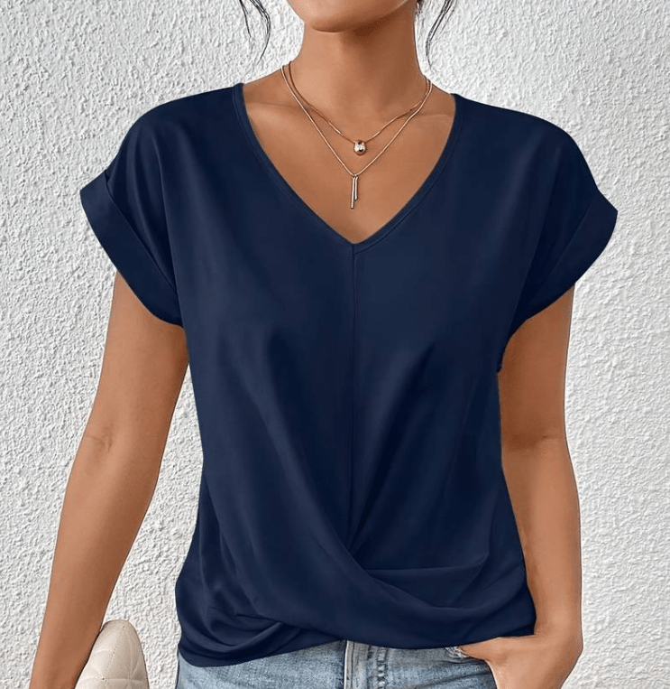 V-hals Twist Front Top | Dames Top met Korte Mouwen 1