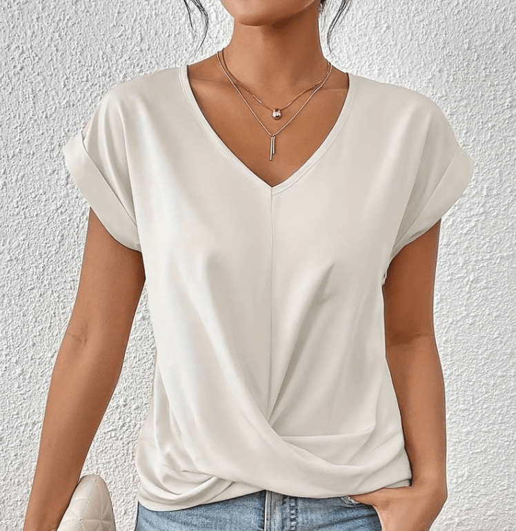 V-hals Twist Front Top | Dames Top met Korte Mouwen 2