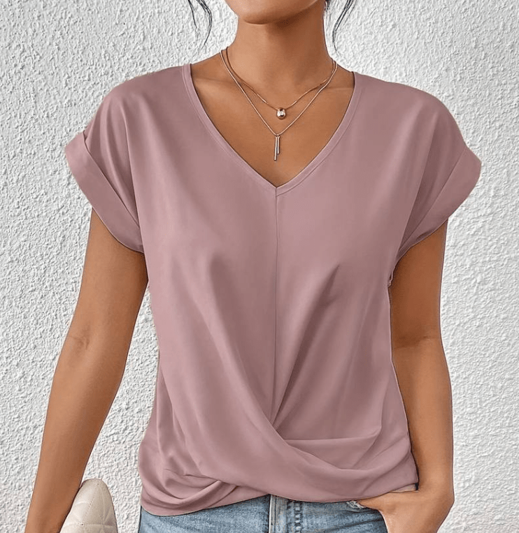V-hals Twist Front Top | Dames Top met Korte Mouwen 3