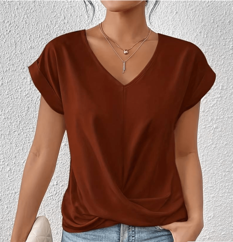 V-hals Twist Front Top | Dames Top met Korte Mouwen 4