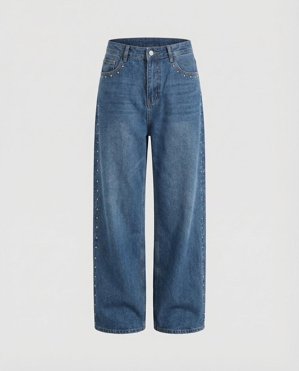 Vivid | Hoge Taille Denim Jeans met Klinknagels 0