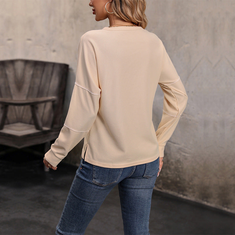 Waffle Knit Dames Top met Lange Mouwen | Tops Dames 2