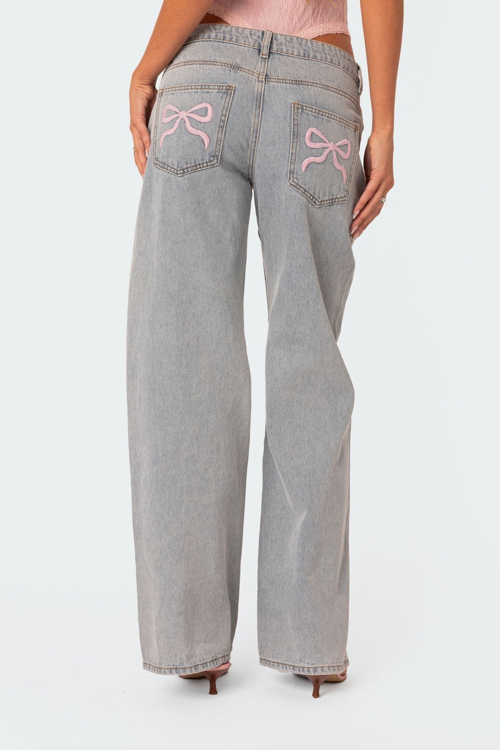 Wijde Denim Jeans Dames met Roze Accenten | Casual Comfort 2