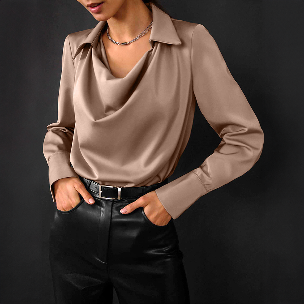 Witte Blouse Dames Watervalhals | Elegante Kantooroutfit 1