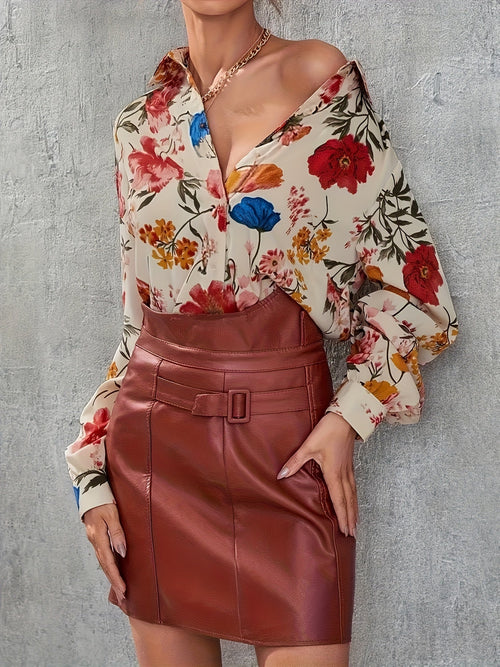 Witte Blouse Dames | Bloemenprint Elegante Top 0