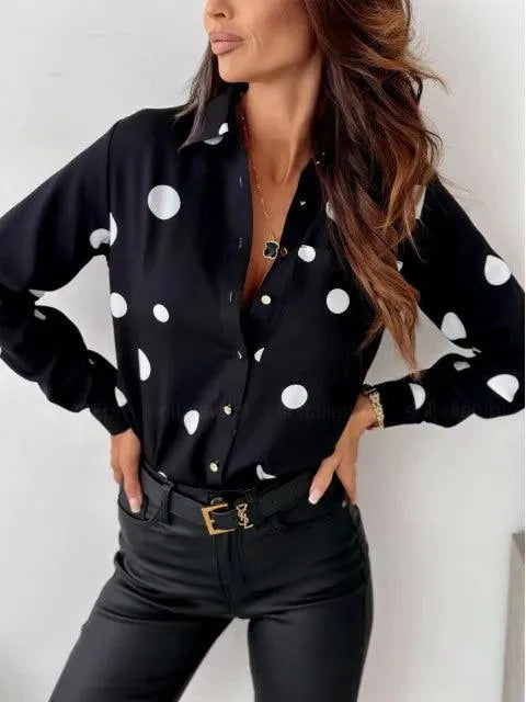 Witte Blouse Dames met Stippen | Elegante Mode Blouse 1