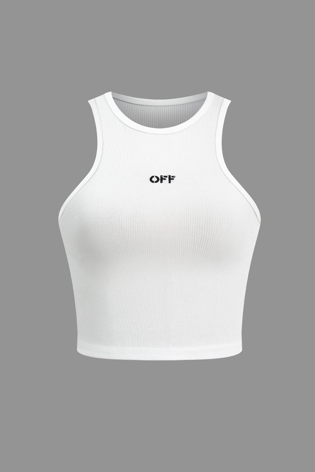 Witte Crop Top | Geribbelde Racerback Top voor Dames 0
