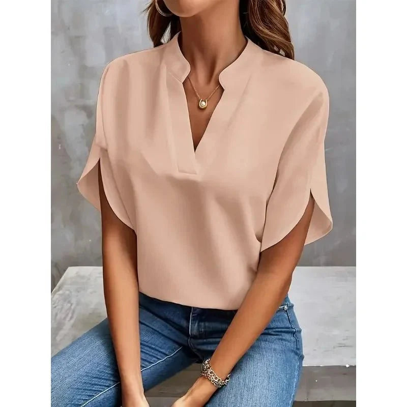 Witte Dames Blouse V-hals Splitmouwen | Stijlvolle Damesblouse 1