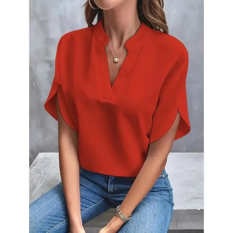Witte Dames Blouse V-hals Splitmouwen | Stijlvolle Damesblouse 2