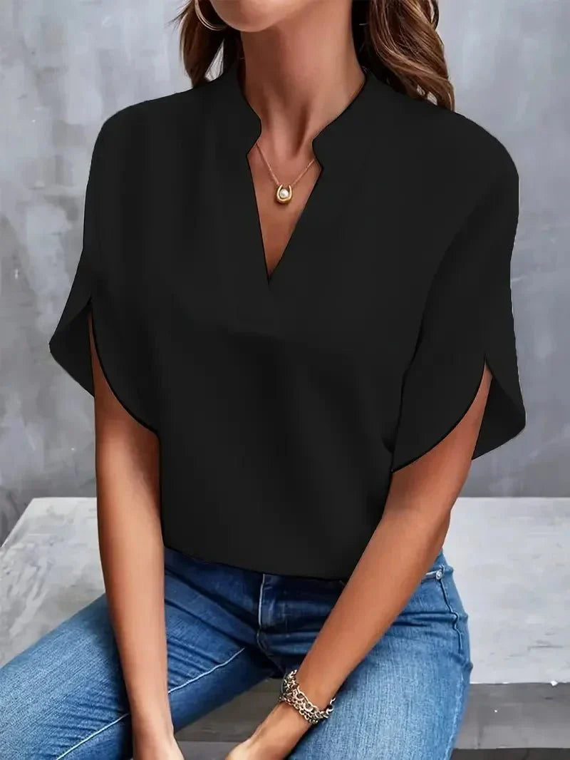 Witte Dames Blouse V-hals Splitmouwen | Stijlvolle Damesblouse 3