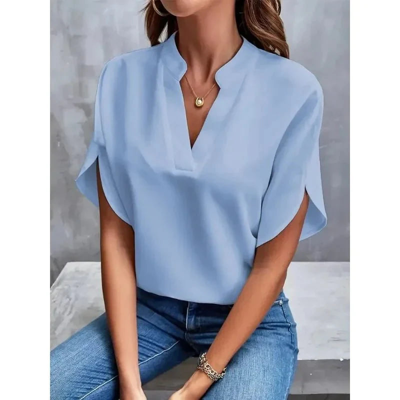 Witte Dames Blouse V-hals Splitmouwen | Stijlvolle Damesblouse 6