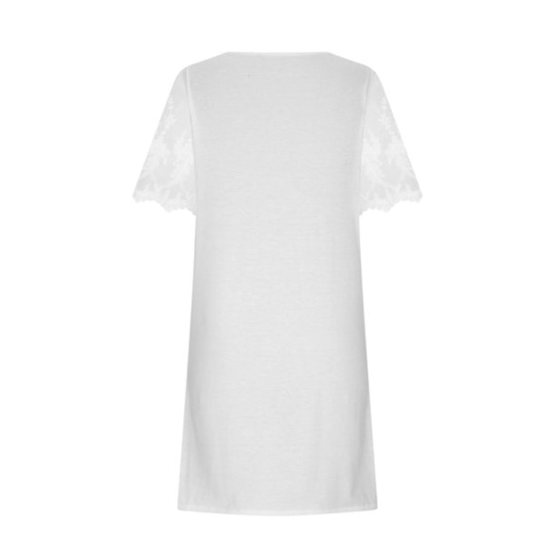 Witte Kimberly Jurk | Tijdloze Stijlvolle Jurk met Kanten Mouwen 3