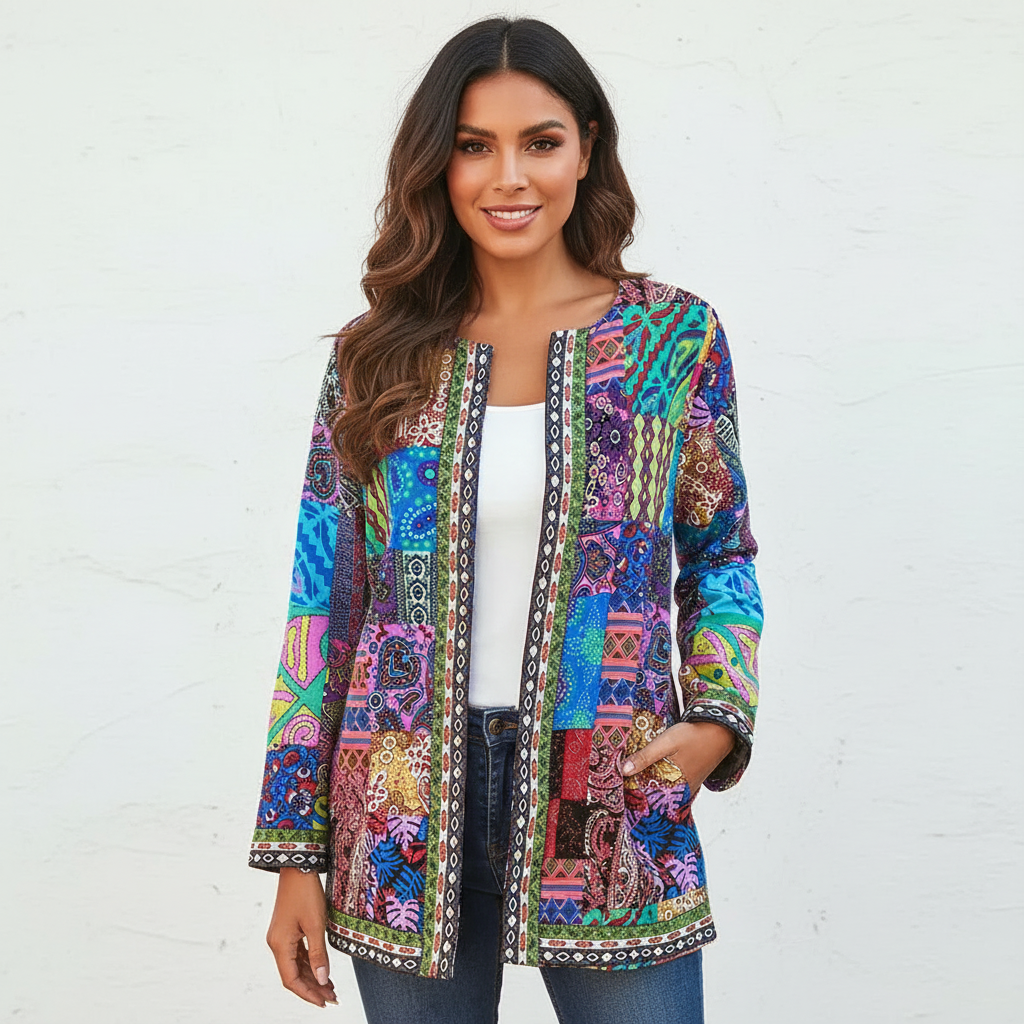 Zaria | Bohemian Dames Vest met Kleurrijk Patchwork 0