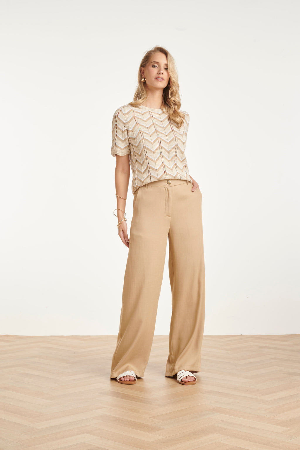 Zigzag Gebreide Top met Ajourdetails | Damesmode Top 0