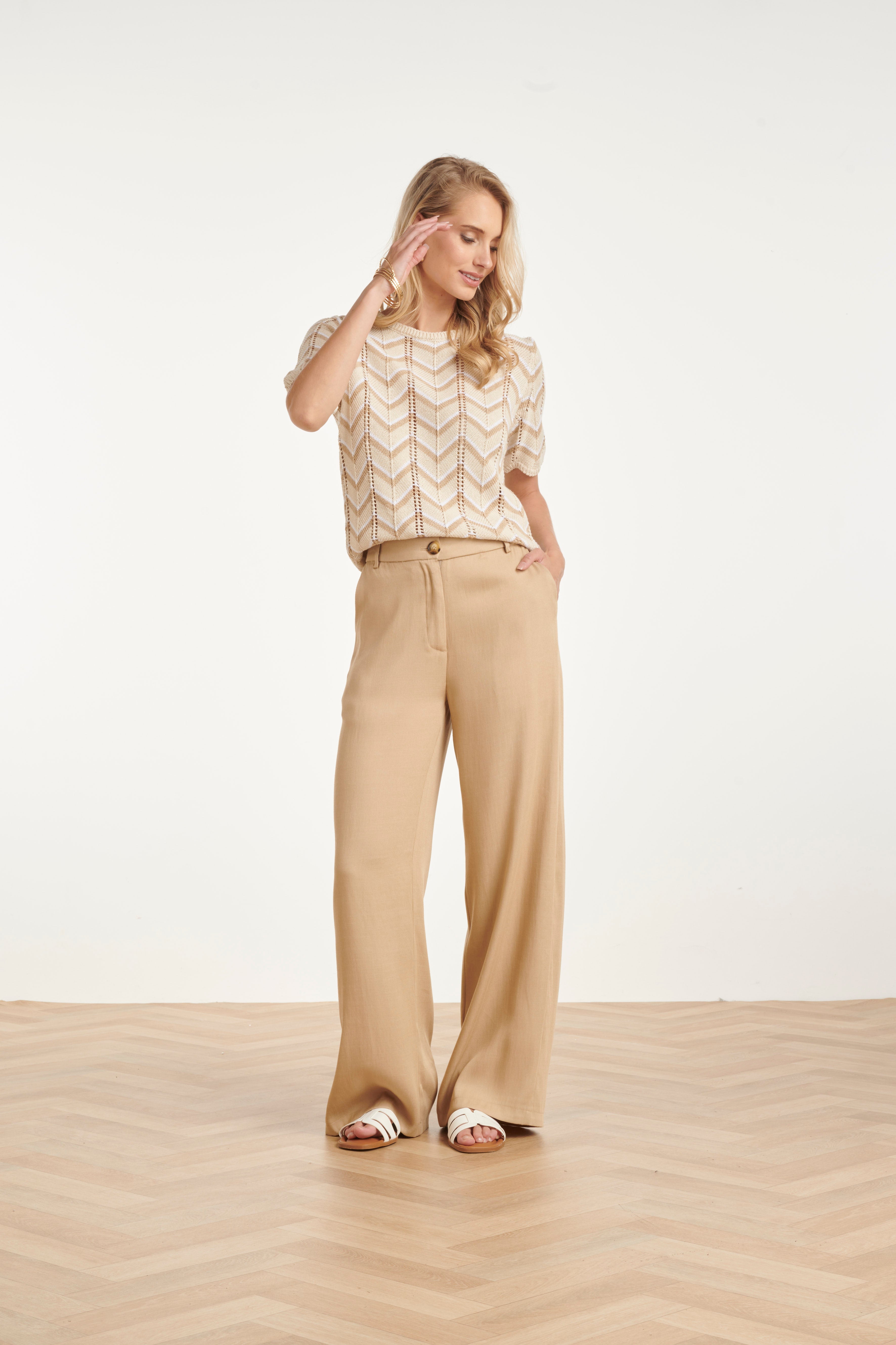 Zigzag Gebreide Top met Ajourdetails | Damesmode Top 5