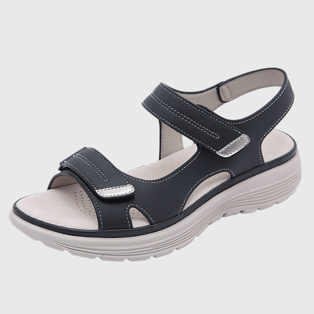 Zomer | Zwarte Dames Sandalen Open Teen Klittenband 1