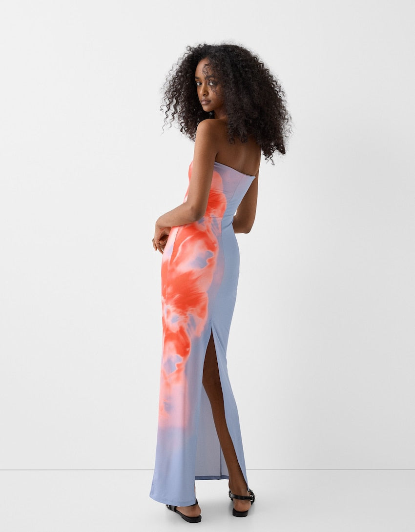 Zomerbries | Lange Zomerjurk Strapless Dames 1