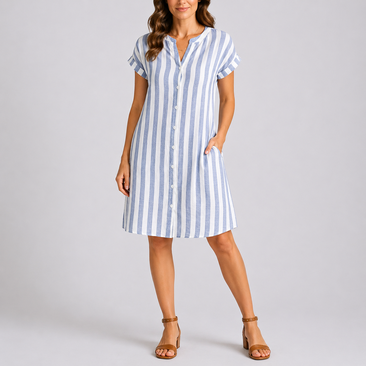 Zomerbries | Midi Jurk Casual Gestreept 0
