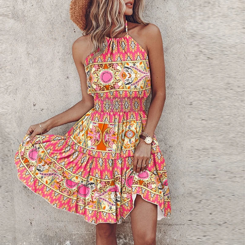 Zomerbries | Zomerjurk Dames Gesmokte Taille Mini 0