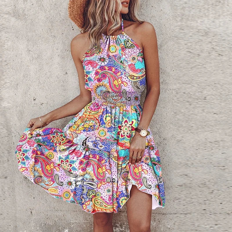 Zomerbries | Zomerjurk Dames Gesmokte Taille Mini 3