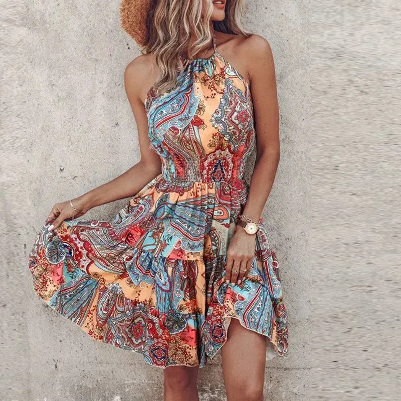 Zomerbries | Zomerjurk Dames Gesmokte Taille Mini 4