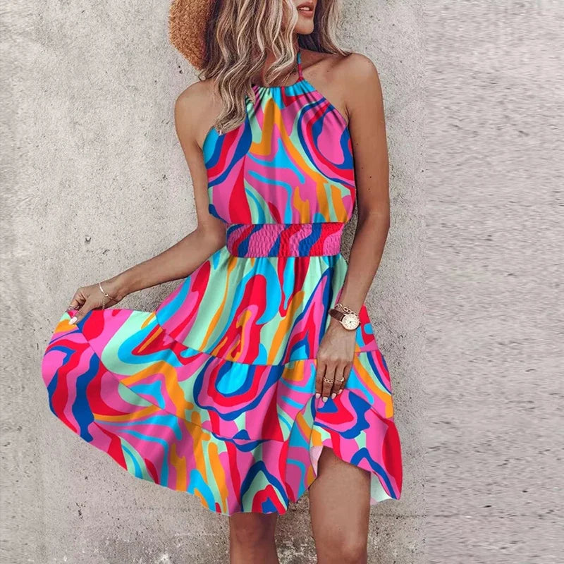 Zomerbries | Zomerjurk Dames Gesmokte Taille Mini 6