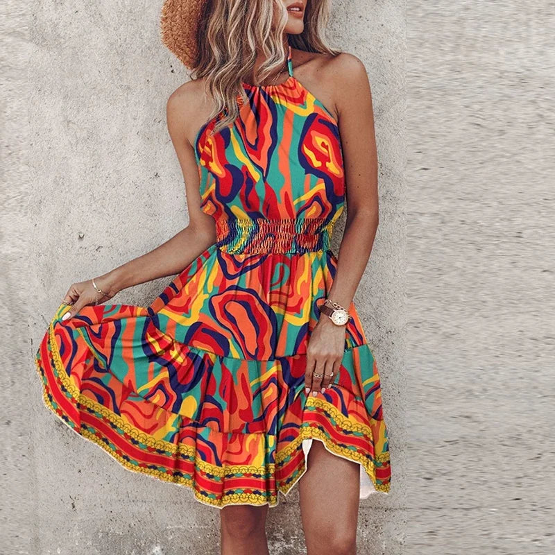 Zomerbries | Zomerjurk Dames Gesmokte Taille Mini 7
