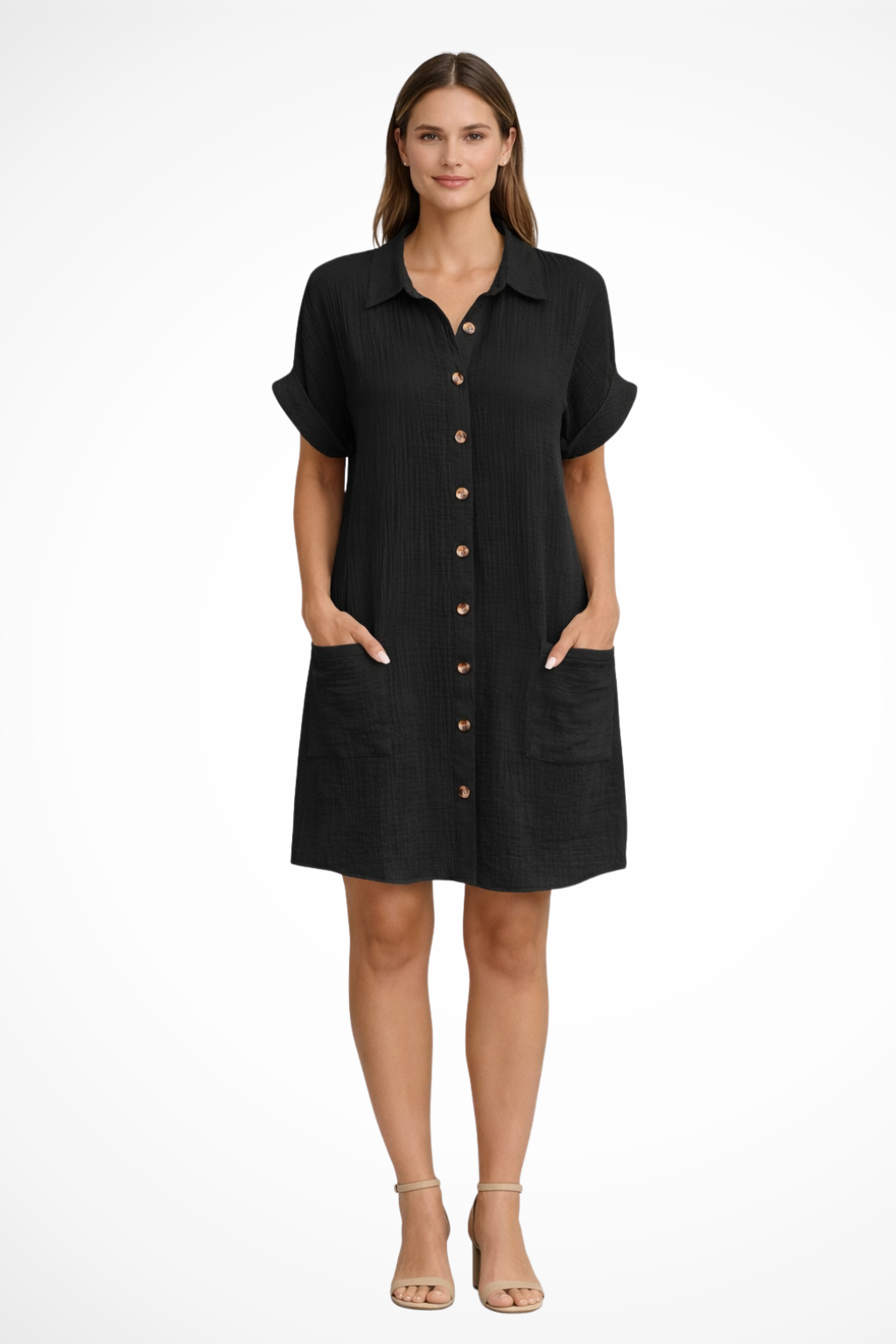 Zomerzon | Zomerjurk Dames Knoop Voorkant Korte Mouwen 3