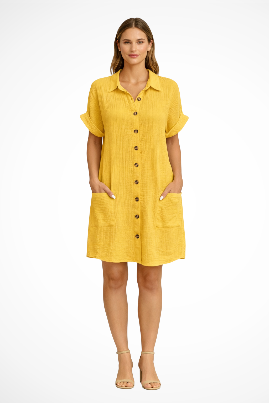 Zomerzon | Zomerjurk Dames Knoop Voorkant Korte Mouwen 4