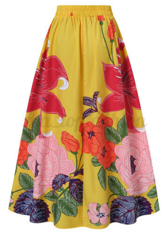 Zonnestraal | Gele Rok met Elastische Taille Katoen 4