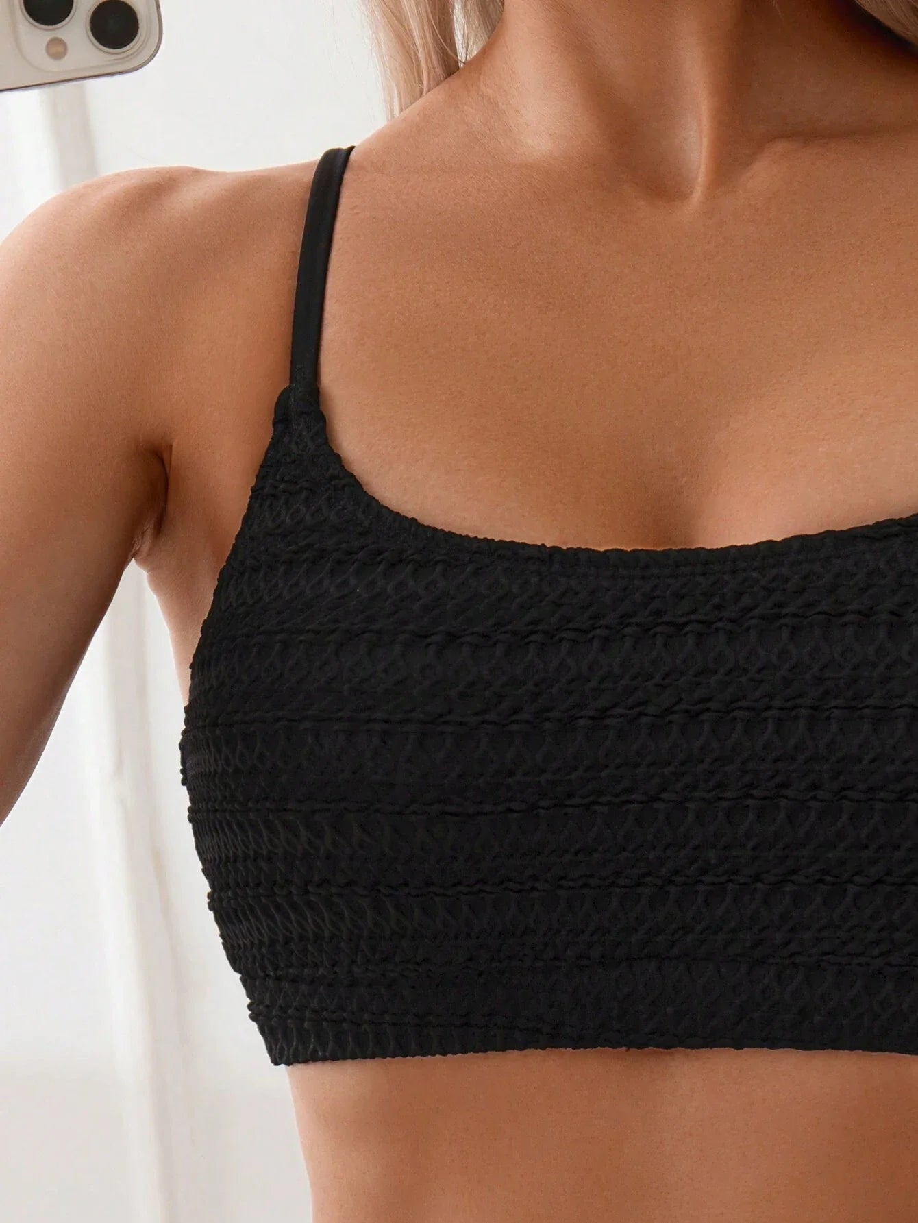 Zwarte Dames Bikini | Hoog-Waist Gerimpeld Design 2