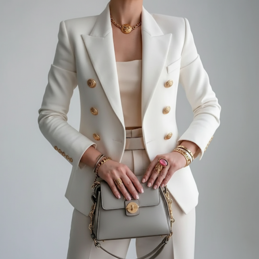 Zwarte Dames Blazer Met Dubbele Rij Knopen | Chique Mode 0