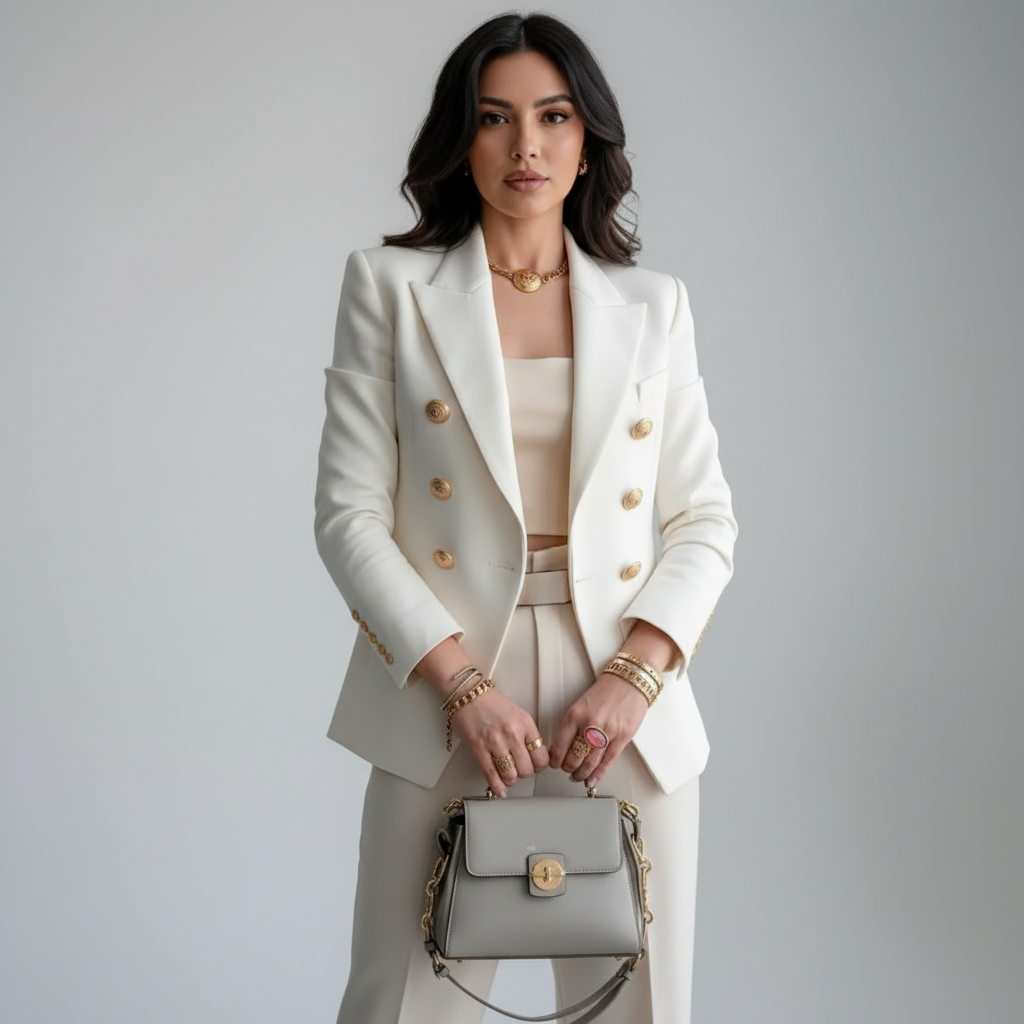 Zwarte Dames Blazer met Goudkleurige Knopen | Damesblazer 0
