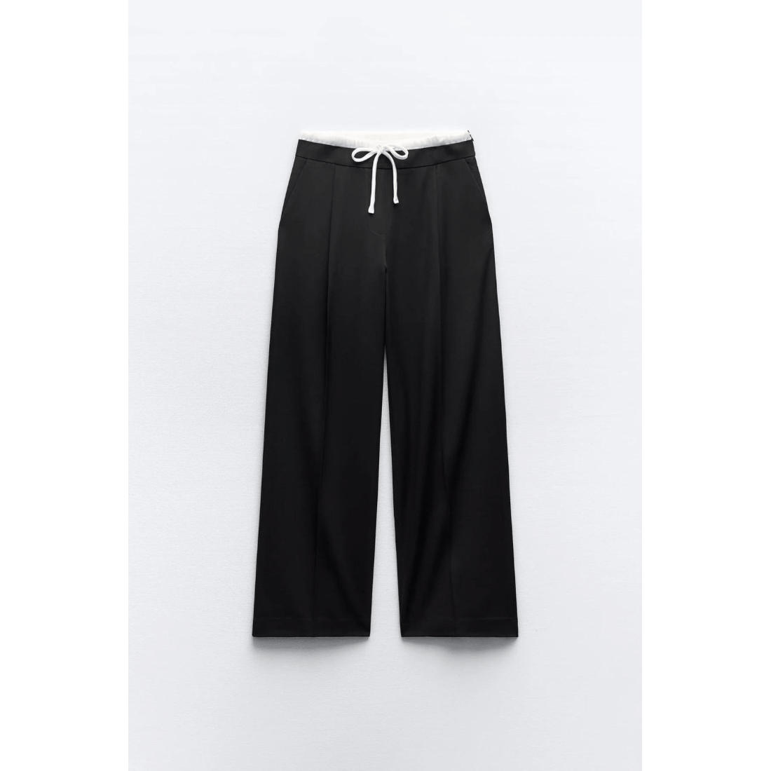 Zwarte Dames Broek Met Dubbele Tailleband | Regular Fit 0
