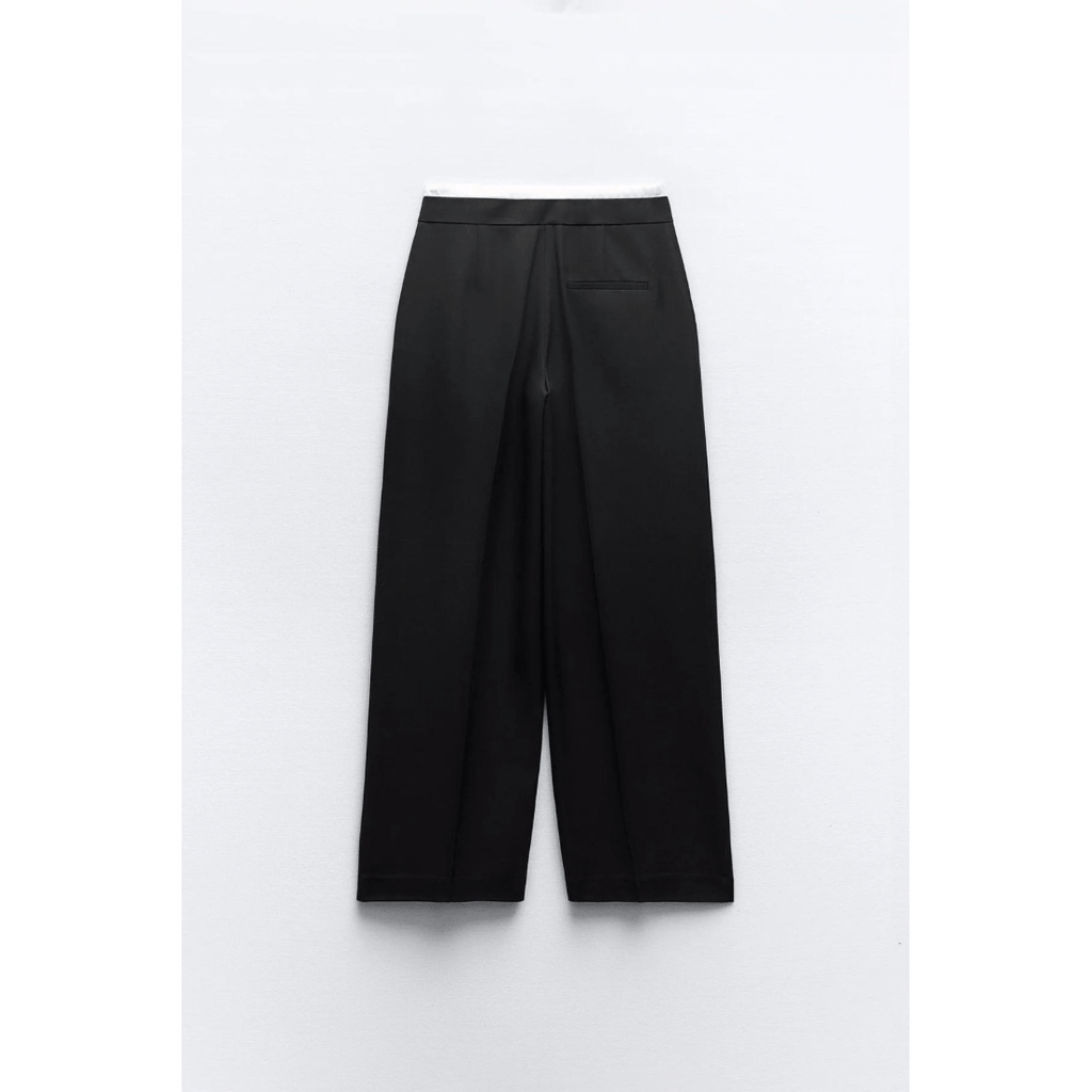 Zwarte Dames Broek Met Dubbele Tailleband | Regular Fit 1