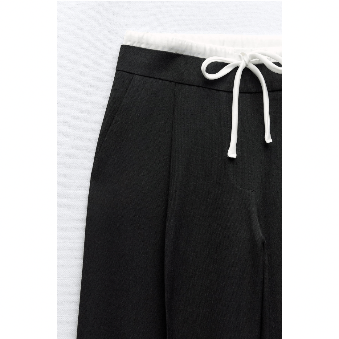Zwarte Dames Broek Met Dubbele Tailleband | Regular Fit 2