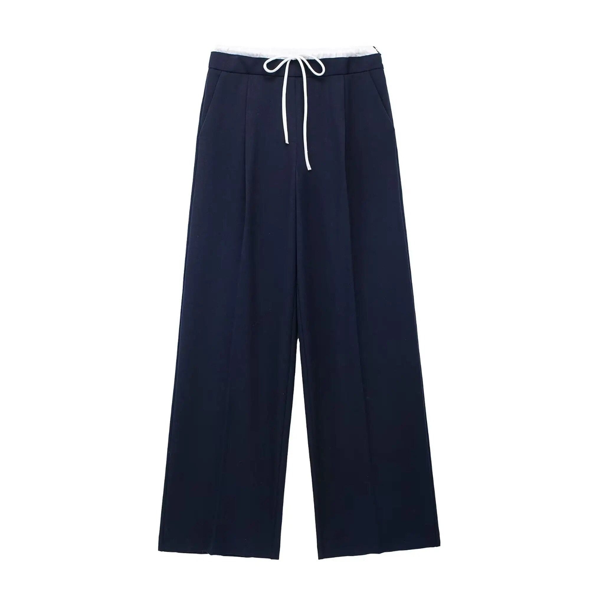 Zwarte Dames Broek Met Dubbele Tailleband | Regular Fit 5