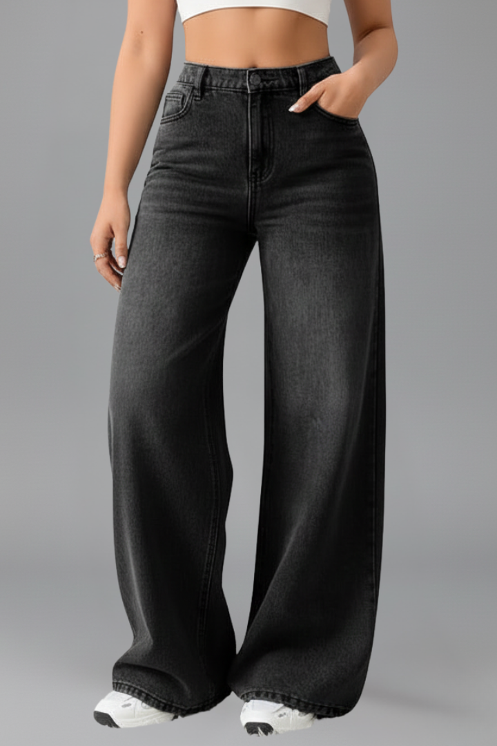 Zwarte Dames Jeans High Waist | Modieuze Wide-Leg Denim 4