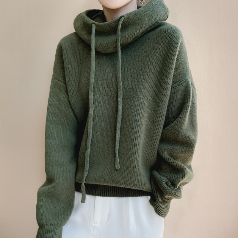 Zwarte Hoodie Dames | Relaxed Fit Gebreide Truien Dames 1