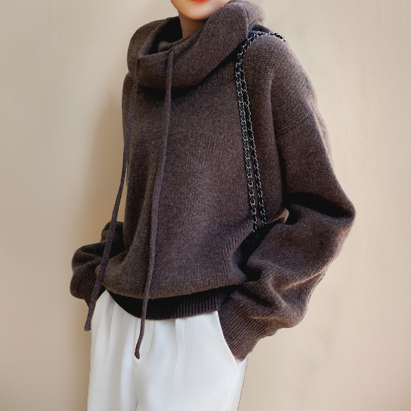 Zwarte Hoodie Dames | Relaxed Fit Gebreide Truien Dames 3