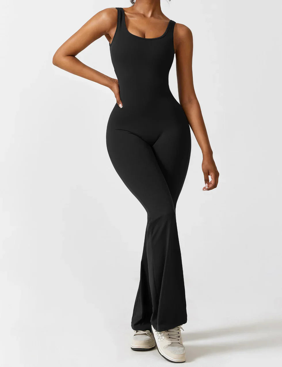 Zwarte Jumpsuit met Uitlopende Pijpen | Dames Jumpsuit 4