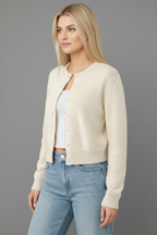 Beige cardigan zijkant