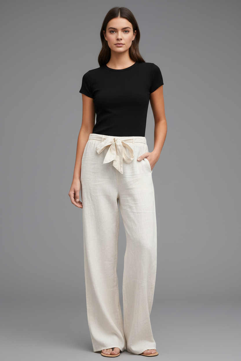 Beige linnen broek - frontaal