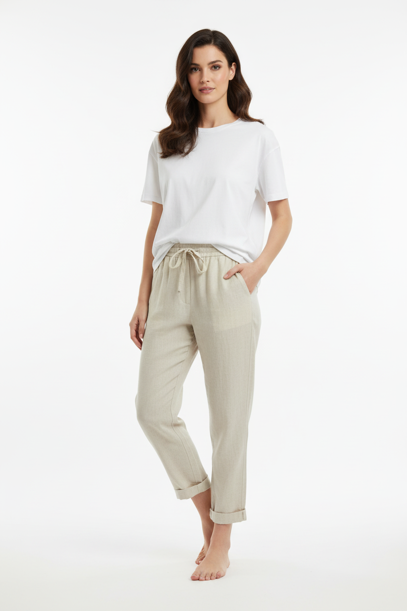 Yvette Relaxed Broek | Rechte Pijpen met Elastische Taille