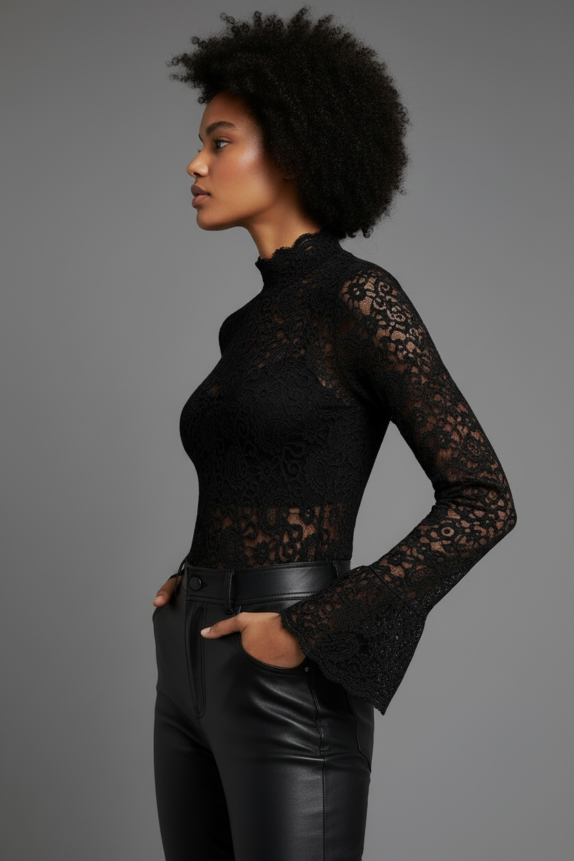 Black lace top side view