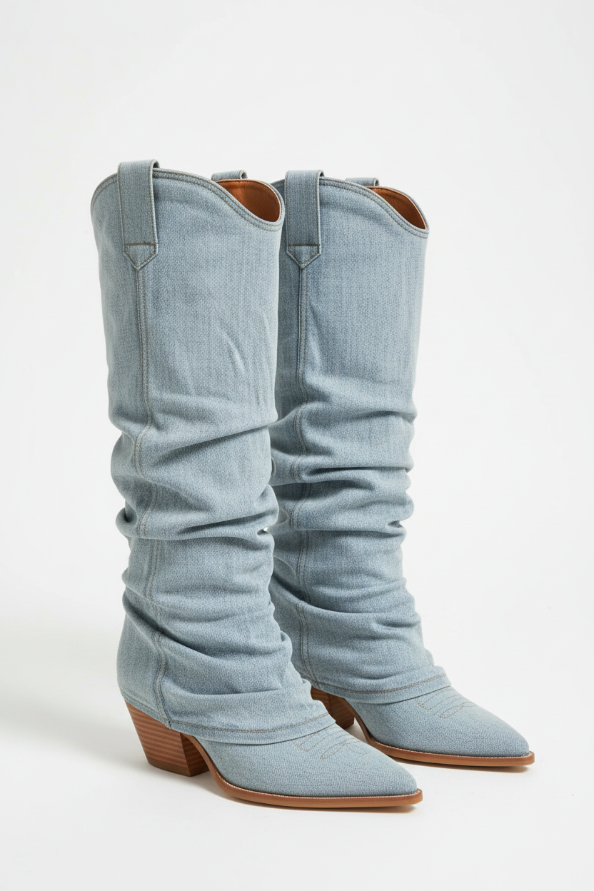 Denim cowboylaarzen hoek