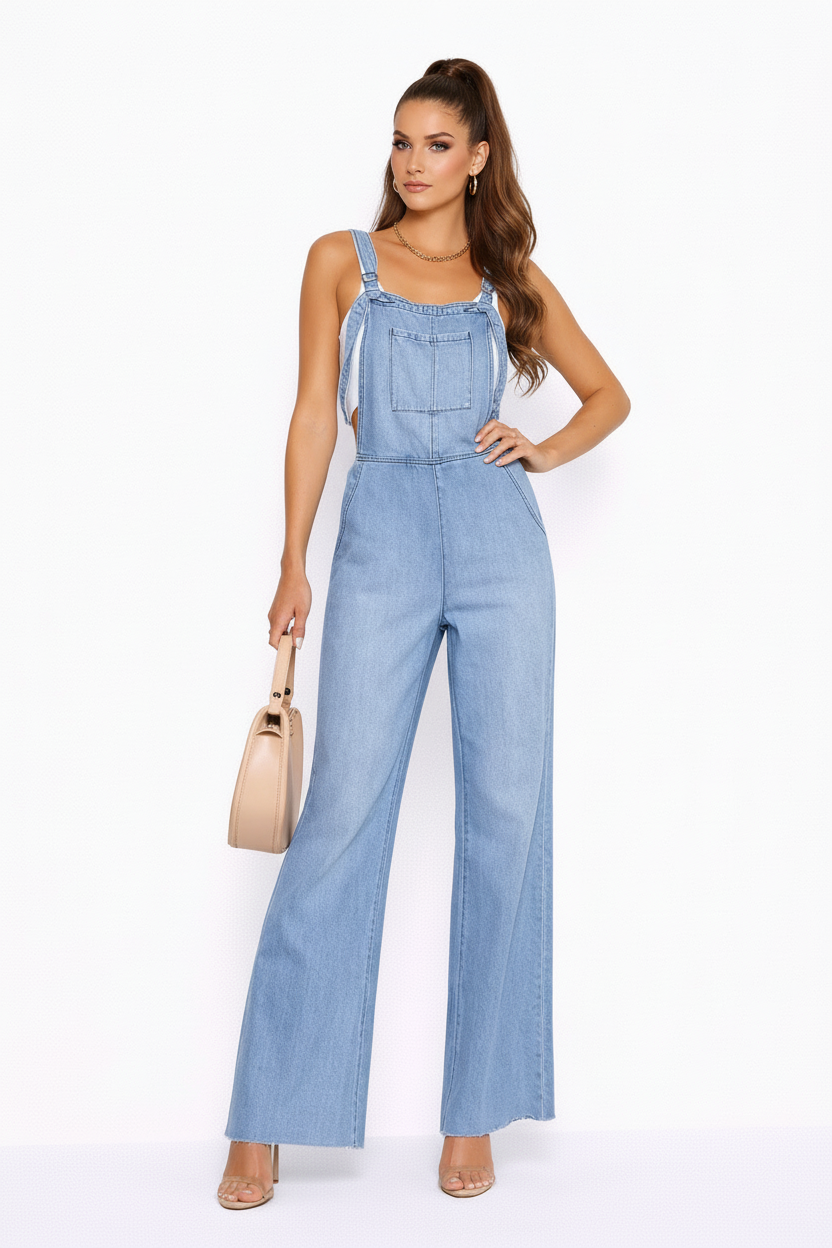 Denim jumpsuit frontaal