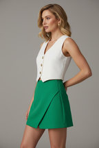 Green wrap skort side view